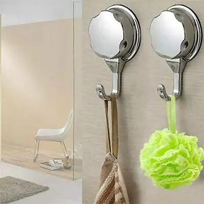 1/2X Removeable Vacuum Suction Cup Hooks Robe Towel Holder Hook Bathroom Kitchen • £4.82