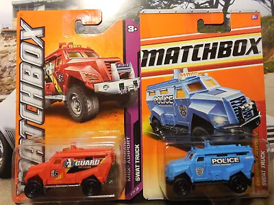 Matchbox SWAT TRUCK LOT 2 Police Emergency Response MBX AIRPORT ARMORED VEHICLE • $16.95