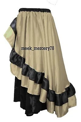 Half Circle Satin Brownish Gray Pleated Skirt Belly Dance Steampunk Skirt S57 • $42.27