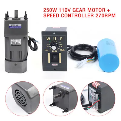 Variable Speed Motor 250W 5K 110v Ac Slow Down Motor Low Speed Mini Gearbox • $128.26