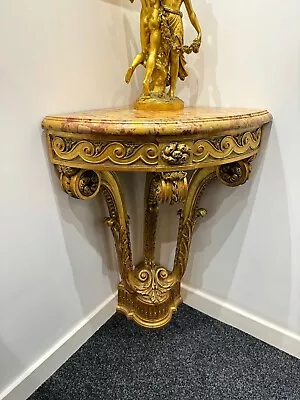 Antique Console Table / French Carved Giltwood & Marble Top Console Table • £1800