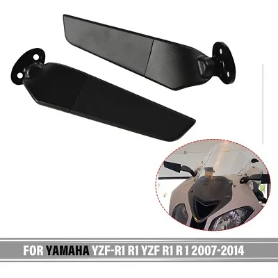 For YAMAHA YZF-R1 2007-2014 Side Mirrors Wind Wing Adjustable Rotating Rearview • $52.79