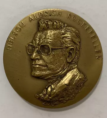 Vintage Medal Nelson Aldrich ROCKEFELLER VP Of USA 1975 Medallic Art Bronze • £11.58