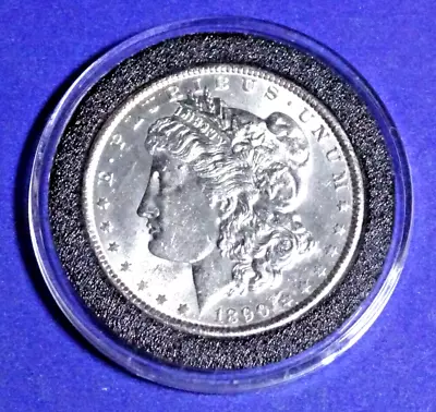 1890-P $1 Morgan Silver Dollar - AU/BU  U-GRADE  - W/Air Tite Frame Holder #1 • $45.89