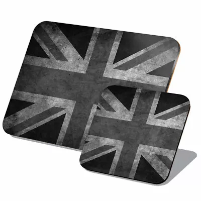 1x Cork Placemat & Coaster Set - BW - Vintage Union Jack Flag Distressed #41563 • £14.99