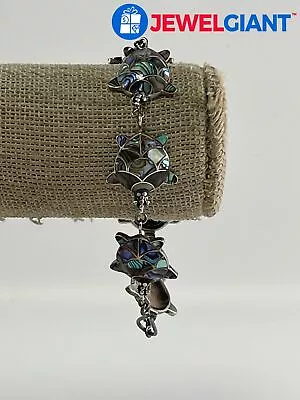 Sterling Silver Abalone 8 Inch Bracelet 19mm Width 11.7g #ey616 • $17.50