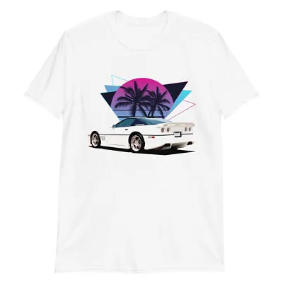 White Corvette C4 80s 90s Vaporwave Short-Sleeve Unisex T-Shirt • $26.20