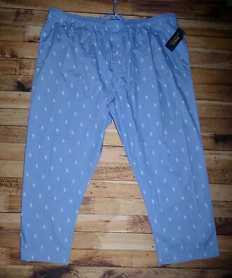Polo Ralph Lauren Mens Lounge Pants Blue White Pony Print 3X 3XL NWT • $22.99