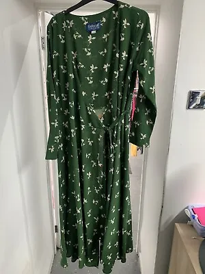 COLLECTIF VINTAGE SIZE 10   GREEN FLORAL DRESS 50's • £9.99