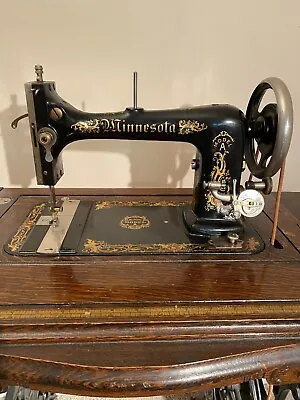 Early Sears Minnesota Model A Sewing Machine In Original Oak 5 Drawer Cabinet. • $695