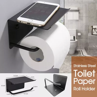 $16.99 • Buy Toilet Paper Roll Stainless Steel Holder Storage + Phone Shelf Bathroom Washroom