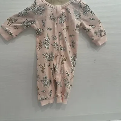 Disney Baby Bambi Jumpsuit Size 0000 Newborn Girls Romper Pink New Cotton • $14.95