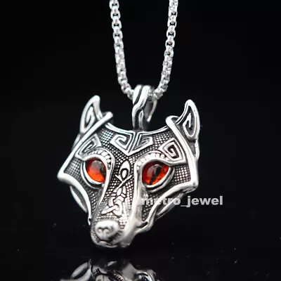 JXC Men's Statement Viking Fenrir Wolf Head Evil Eye Pendant Necklace For Men • $9.99