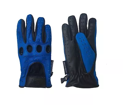 Driving Motorcycle Chauffeur Gloves PAIRS Leather Red Blue V Elcro • $18.39