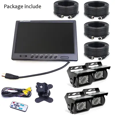 9  Quad Split Monitor Rear View Backup Camera Parking 20m 4Pin For Rv Truck Bus • $209