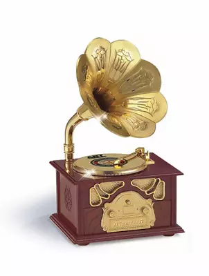 Phonograph Wind-Up Music Box With A Storage Drawer Vintage Brown • $37.08