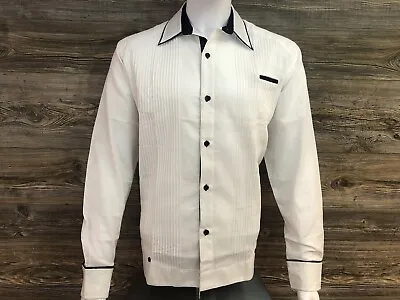 Mexican Guayabera Shirt Presidential Style Elegant 100% Linen Long Sleeve White • $55