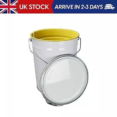 25 Litre Metal Pail Bucket Drum With Lid & Ring Closure UN Approved • £26