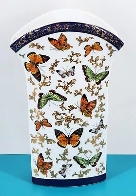 BUTTERFLY Blue Collection Baum Bros BUTTERFLIES VASE 9  Cobalt GOLD  LOVELY! • $49.99