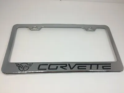 Chevrolet Corvette C5 Mirror Chrome Stainless Steel License Plate Frame + Caps • $17.99