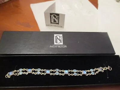 Nicky Butler Sterling Silver Moonstone & Blue Topaz Double Link Bracelet 7 1/2  • $100