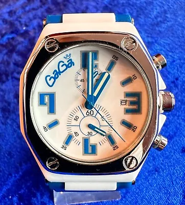 Gorgeous Very Rare Gaga Milano Blue/white Quartz 47mm Chronograph - Rrp £995! • £175