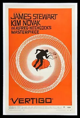 VERTIGO 💥 CineMasterpieces 1958 SAUL BASS ORIGINAL HITCHCOCK RED MOVIE POSTER • $23995