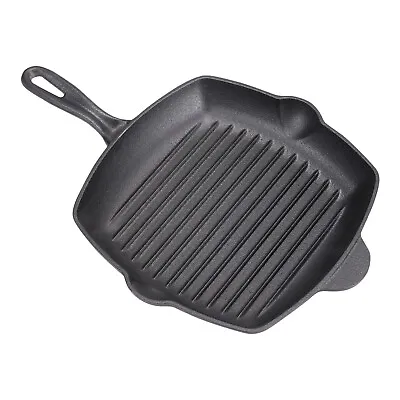 £15.99 • Buy Cast Iron Griddle Plate Square Steak Grill Frying Pan Pre-Seasoned Skillet Fry