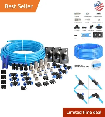 60ft Nylon Compressed Air Pipe Kit - 3/8 Inch OD 200PSI Connectors Cutter... • $113.99