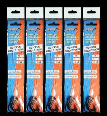 $9.52 • Buy 5 Packs Of Pre Tied /Snelled Octopus Circle Hooks Size4/0 Fishing Tackle Special