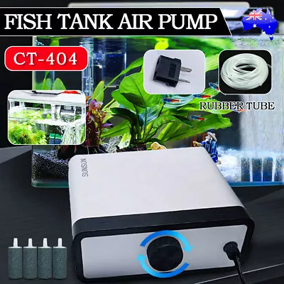 $36.59 • Buy Aqua Aquarium Air Pump Oxygen Fountain Pond Aerator Tank Hydroponic 4 Outlet