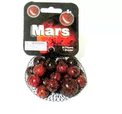 Net Bag 25  Mars  Glass Mega Marbles 24 Players 1 Shooter Red Blk Current Vacor • $6