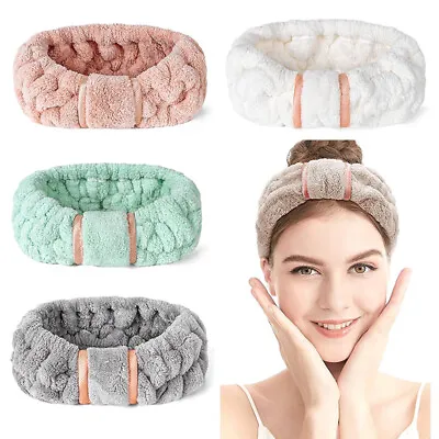 Soft Fleece Fluffy Elastic Headband Makeup Cosmetic Facial Shower Spa Hair Band • £7.36