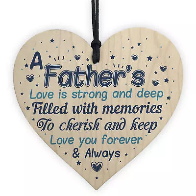 Dad Gifts From Daughter And Son Wood Heart Daddy Dad Birthday Christmas Present • £3.99