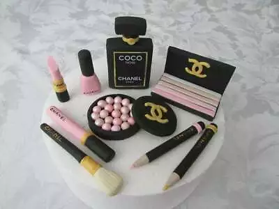 Edible Handmade Make Up & Perfume Bottle Sugar Paste Cake Topper Fondant Set • £23.99