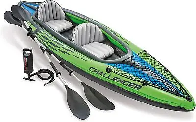 Intex Challenger K2 Inflatable 2 Person Outdoor Kayak Set With Oars & Hand Pump • £99.99
