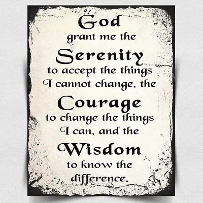 METAL PLAQUE WALL SIGN God Grant Me Serenity Inspirational Quote Courage Wisdom • £4.45