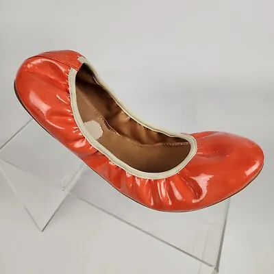 J Crew Womens Ballet Flats Patent Leather Orange Size 9 Slip On  • $13.95