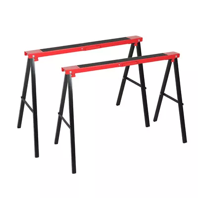 Traderight Saw Horse 2pc Pair PRO Trestle Steel Foldable Work Bench Stand... • $118.78