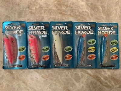 Lot Of 5 Silver Horde 5 Glow Salmon Lures - Made In USA - NIP • $100