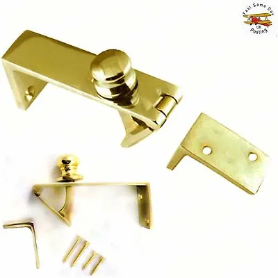 QUALITY SOLID BRASS COUNTER FLAP CATCH With SCREWS Bar Shop Holder Latch Lift Up • £11.32