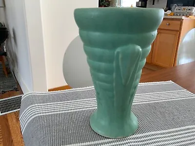 Vintage Art Deco  Pottery Matte Green 8.50” Vase (McCoy?) • $49.99