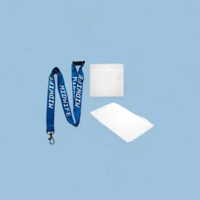 Professional 20mm Blue Midwife Neck Lanyard With Flexible Plastic ID Wallet • £3.99