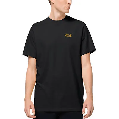 Jack Wolfskin Mens Essential Sports Casual Crew Neck T-Shirt Top Tee - Black • £9.89