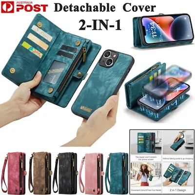 $28.59 • Buy For IPhone 15 14 13 12 11 Pro Max 8 7 Removable Magnet Cover Leather Wallet Case