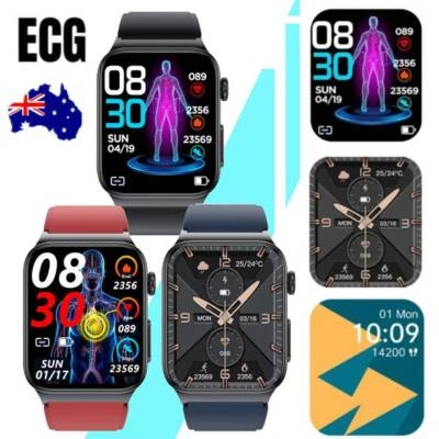 $71.49 • Buy E500 Blood Glucose Smart Watch ECG Monitoring Blood Pressure Fitness Tracker AU.