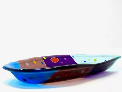 Unusual 20th Century Murano Art Glass Multi Coloured Textured Bowl 29.5cm • £4.99