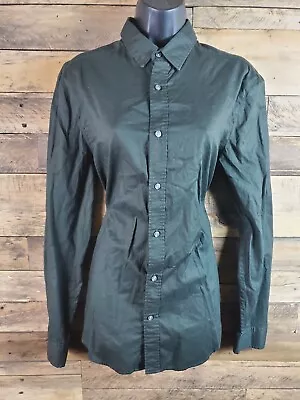 H&M Button Up Shirt Size Medium Dark Green Women Chest 41  Length 28  • $9.99