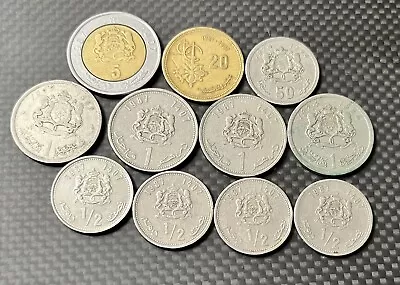 Morocco Coins Lot Of 11 Mix Dates & Denom 1/2 50 5 1 50  Dirham • $14.95