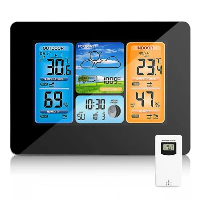 Wireless Weather Station Clock Indoor&Outdoor Digital Thermometer Temperature UK • £24.99